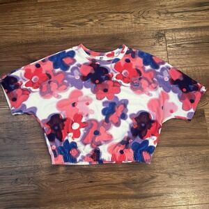 Vintage‎ Juicy By Juicy Couture Floral Terry Cloth Short Sleeve Crop Top Y2K S
